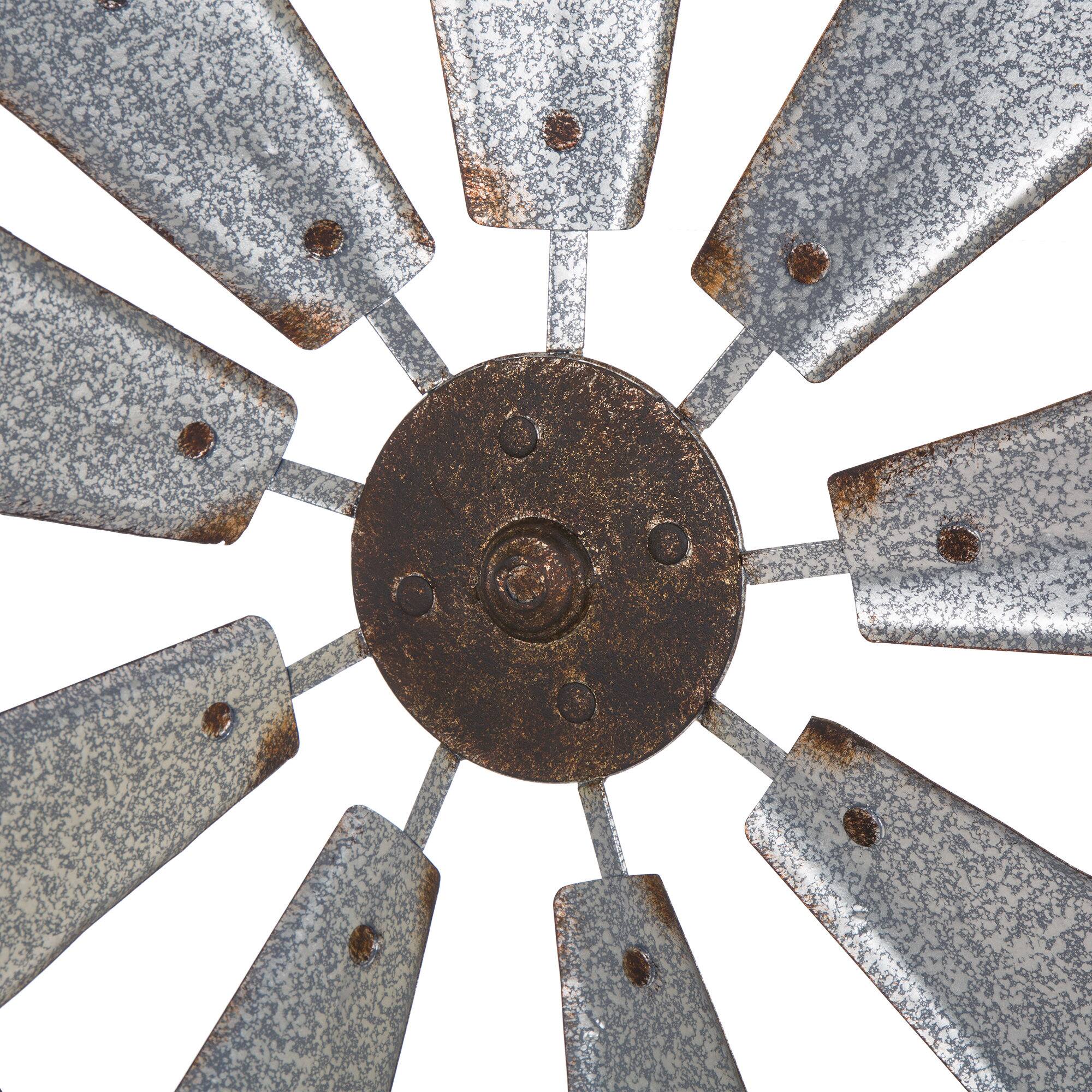 Glitzhome® 22" Farmhouse Metal Galvanized Wind Spinner Wall Décor